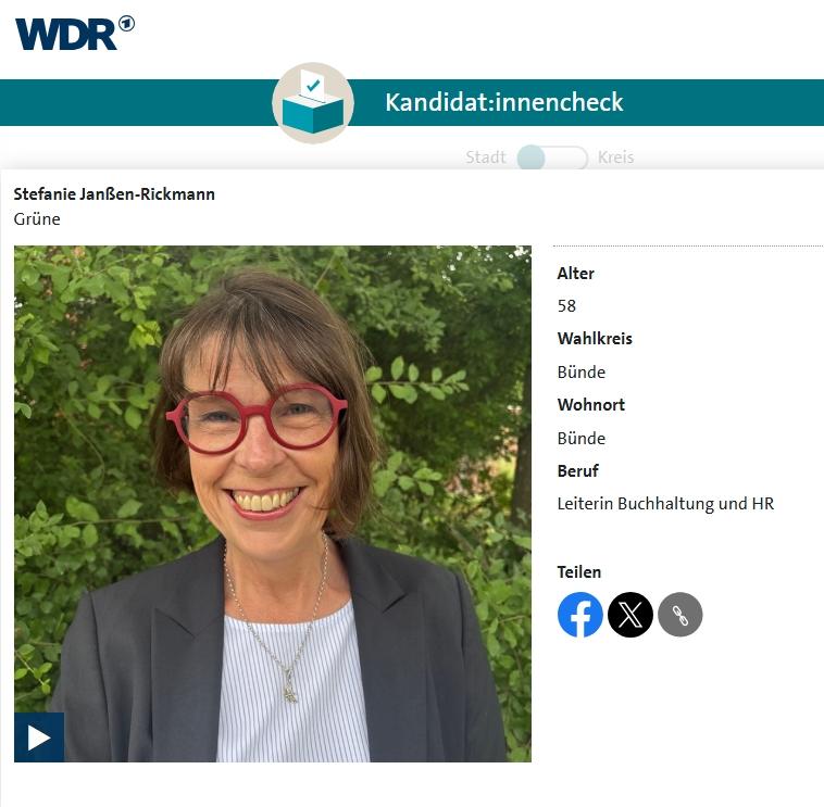 Der WDR-Kandidat*innen-Check mit Bürgermeisterkandidatin Stefanie Janßen-Rickmann